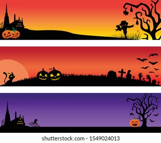 Happy Halloween banners vector illustration