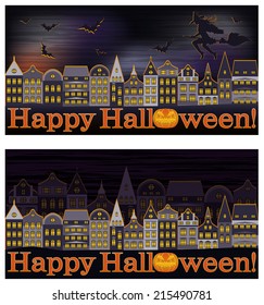 Happy Halloween banners, vector illustration