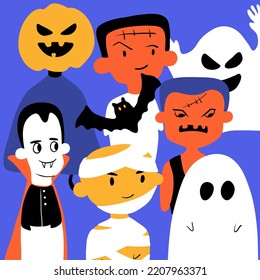 Happy Halloween banner.vector poster with halloween characters