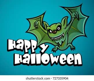 Happy Halloween. Halloween bat flying - vector character illustration