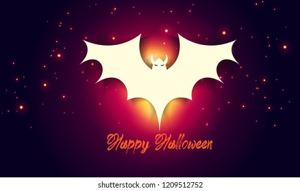 Happy Halloween with bat paper vector Concept