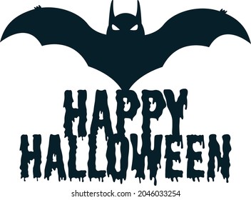 Happy halloween with bat vector art and illustration