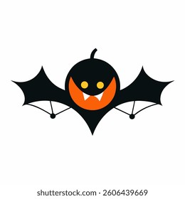 Happy Halloween bat vector liner with white background 
