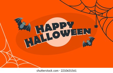 Happy Halloween. with bats and cobwebs Template for advertising brochures.
