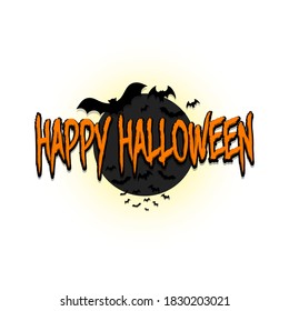Happy halloween. Bats on the background of the moon. Design template for banner, poster, greeting card, flyer, party invitation. Vector illustration