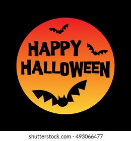 happy halloween bats on moon silhouette vector graphic  illustration