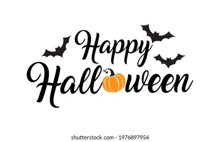 Happy Halloween with bats and Pumpkin Halloween Vector design