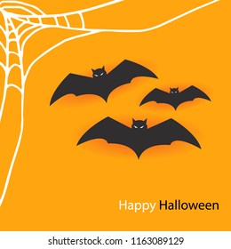 Happy Halloween Bats Spider Web Vector Image
