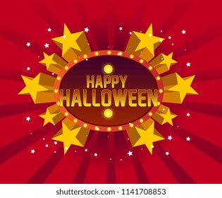 happy halloween beautiful greeting card background or banner with star party theme.  design illustration