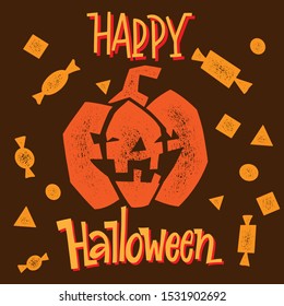   Happy Halloween. Beautiful Greeting Card Congratulations Lettering Calligraphy