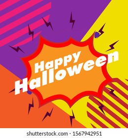 happy halloween, beautiful greeting card background or template banner with comic theme. vector design illustration