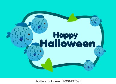 happy halloween, beautiful greeting card background or template banner with cute animal character theme. vector design illustration