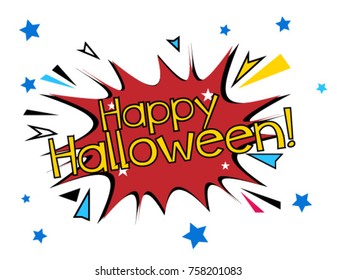 Happy Halloween, Beautiful greeting card poster with comic style text