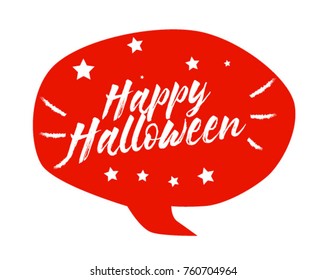 Happy Halloween, Beautiful greeting card poster with comic style text
