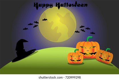 happy halloween with beautiful moon