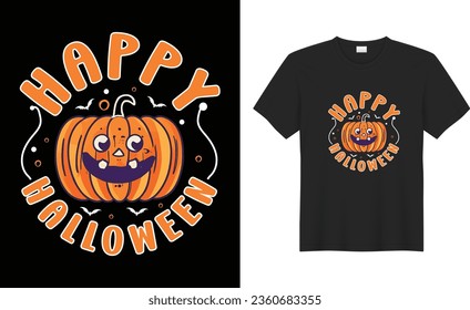 Happy Halloween beautiful witchy and Party scary costume print-ready vector T-shirt.  Halloween tee, gift, Vintage House, Pumpkin, vibes only, Skull, trendy Design Template.