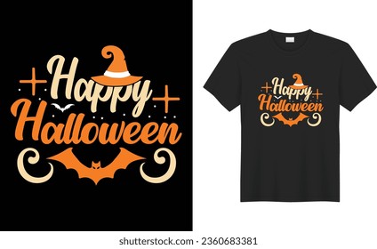 Happy Halloween beautiful witchy and Party scary costume print-ready vector T-shirt.  Halloween tee, gift, Vintage House, Pumpkin, vibes only, Skull, trendy Design Template.