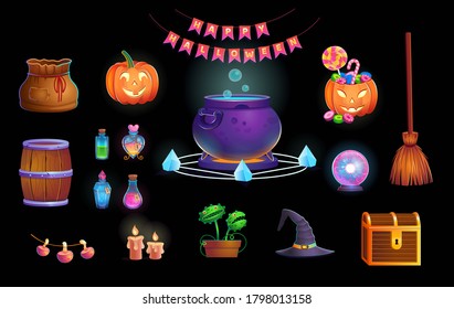 Halloween cauldron full of candy. Halloween candy pot. Autumn treats for  Halloween for children. Lollipops in cauldron. Vector illustration isolated  on white background. 28559840 Vector Art at Vecteezy