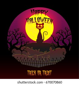 happy halloween with black cat. vector