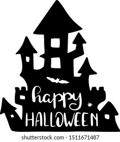 Happy Halloween black custle decoration for T-shirt