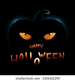 Happy Halloween with black pumpkin scary. Vector illustration.