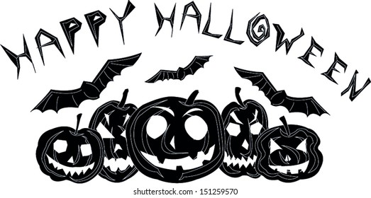 happy Halloween black and white