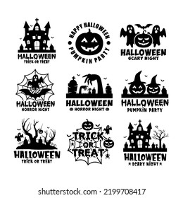 Happy Halloween Black white vector design logo collection