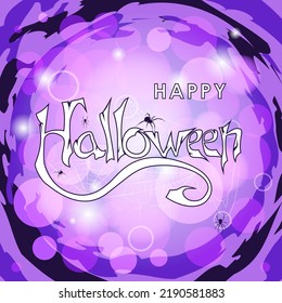 Happy Halloween. Blurred abstract fairy tale background with spiders and cobwebs. Suitable for banner, background and party invitation. Vector illustration