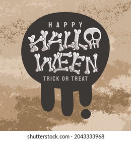 happy halloween bone simple text