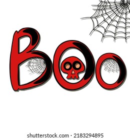 Happy Halloween, boo banner or party invitation background, scoop, cobweb, boo. Vector illustration. Place for text, blank for designers, lettering