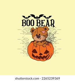 Happy Halloween  boo bear illustration art 