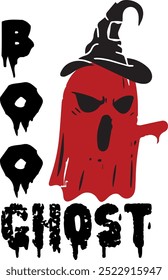 Happy Halloween Boo Ghost T Shirt Design, Ghost Vector Design, Halloween Witch Clipart, Halloween Ghost Printable Cut File, Boo Vector Design, Witch Hat, Ghost Printable Graphic Design