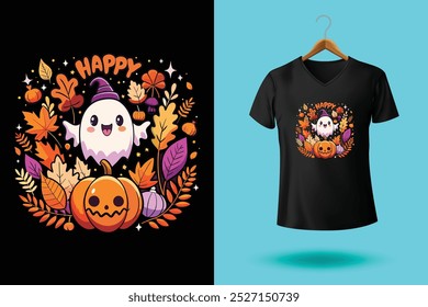 Feliz design de t-shirt do livro de Halloween