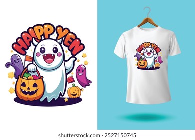 Happy Halloween boo t-shirt design