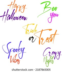 happy halloween, boo you,spooky vibes,trick or treat,creepy night,typography design,hand written, 