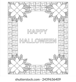 Happy Halloween Border Malbuch Seite für Erwachsene