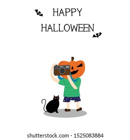 Happy Halloween with boy holding a camera.