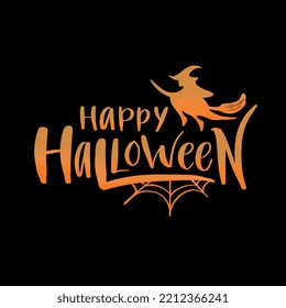 Happy Halloween bright calligraphy design pattern. Cartoon style vibe in vector illustration