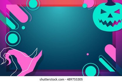 Happy Halloween bright neon color background. Vector modern template for your design