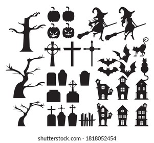 happy halloween bundle set icons vector illustration design