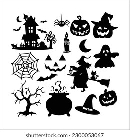 Happy Halloween Bundle Svg Silhouette Stickers Witch Vector Ghost Cut Decal Pumpkin Print File Autumn Gift Quotes Font Cameo Cricut Files