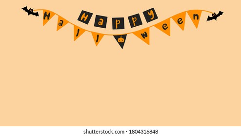 Happy Halloween Banner Fahne Vektor auf orangefarbenem Hintergrund für Banner , Website-Header etc. 