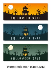 Happy halloween business banner template set, vector illustration