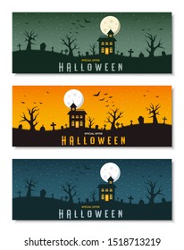 Happy halloween business banner template set, vector illustration