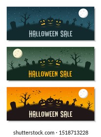 Happy halloween business banner template set, vector illustration