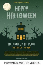 Happy halloween business flyer design template, vector illustration