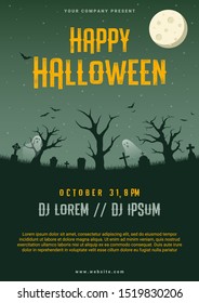 Happy halloween business flyer design template, vector illustration