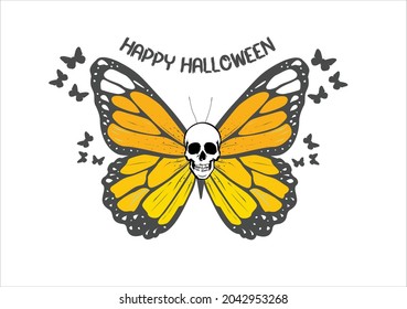 happy halloween butterfly vector art design Halloween banner, scary balloons, Ghost, spider and web, vector
