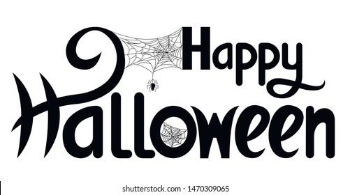 Happy Halloween, Calligraphic Design,lettering, Spider web