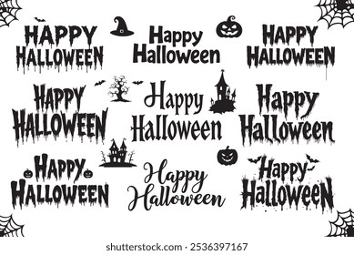 Feliz Halloween letras caligráficas. Ilustración vectorial